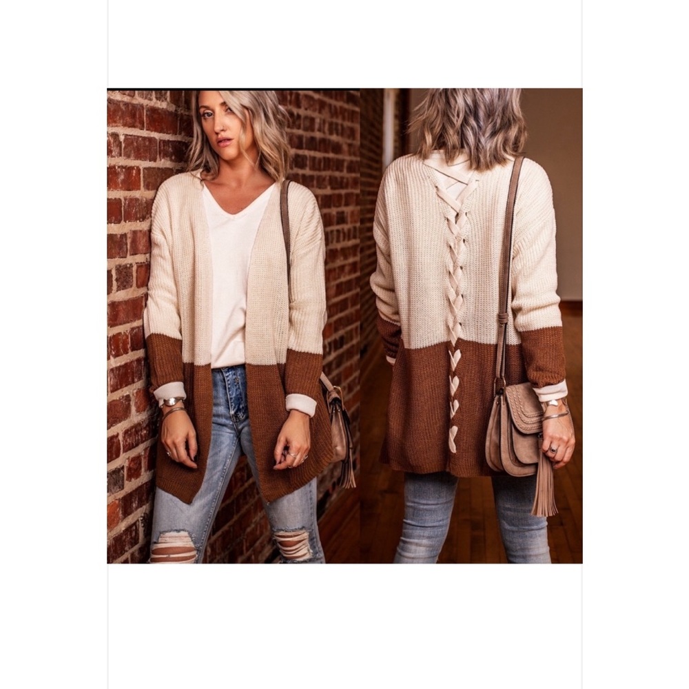 Emmer Brown/Cream Tie Back Cardigan M